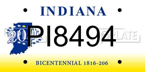 PI8494 Indiana License Plate