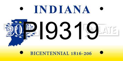 PI9319 Indiana License Plate