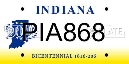 PIA868 Indiana License Plate