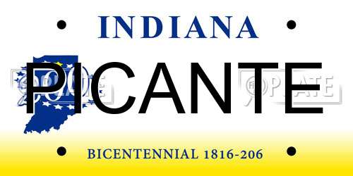 PICANTE Indiana License Plate