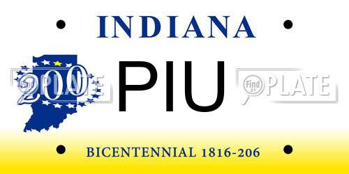 PIU Indiana License Plate