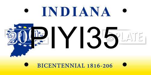 PIYI35 Indiana License Plate