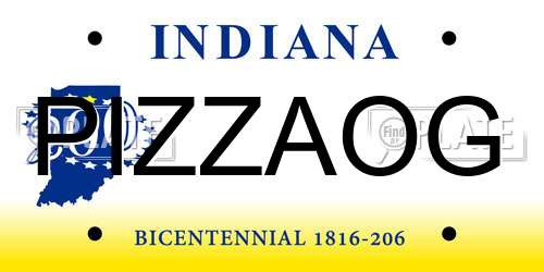 PIZZAOG Indiana License Plate