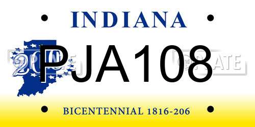 PJA108 Indiana License Plate