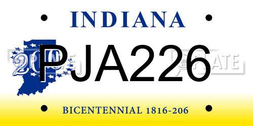 PJA226 Indiana License Plate