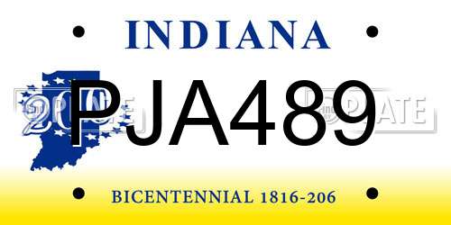 PJA489 Indiana License Plate