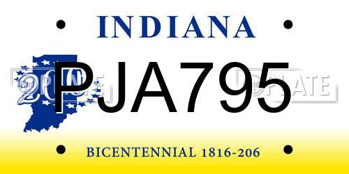 PJA795 Indiana License Plate