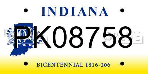 PK08758 Indiana License Plate