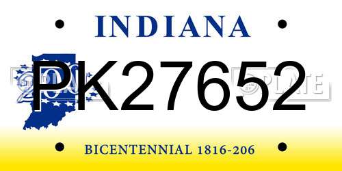 PK27652 Indiana License Plate