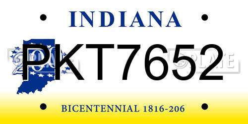 PKT7652 Indiana License Plate