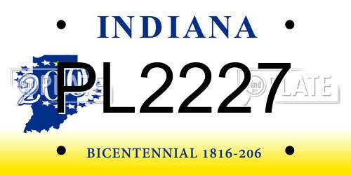 PL2227 Indiana License Plate