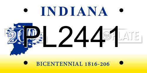 PL2441 Indiana License Plate