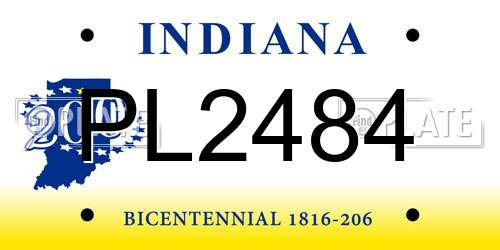 PL2484 Indiana License Plate