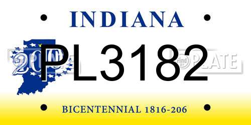 PL3182 Indiana License Plate