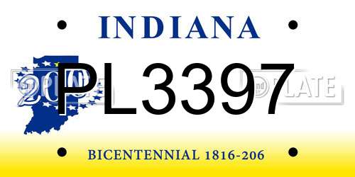 PL3397 Indiana License Plate