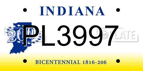 PL3997 Indiana License Plate