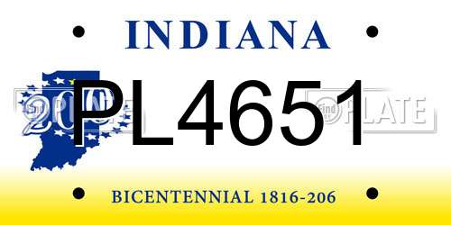 PL4651 Indiana License Plate