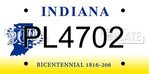 PL4702 Indiana License Plate