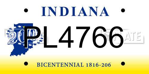 PL4766 Indiana License Plate