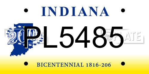 PL5485 Indiana License Plate