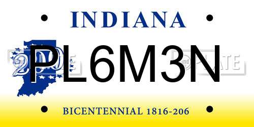 PL6M3N Indiana License Plate