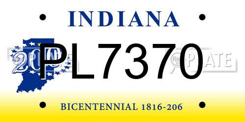 PL7370 Indiana License Plate