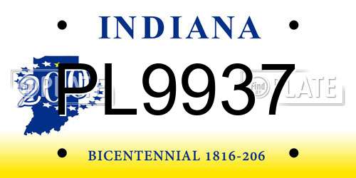PL9937 Indiana License Plate