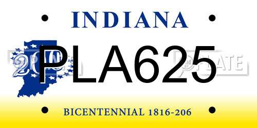 PLA625 Indiana License Plate