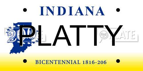 PLATTY Indiana License Plate