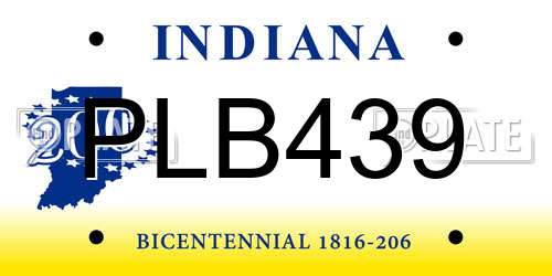 PLB439 Indiana License Plate
