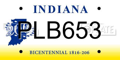 PLB653 Indiana License Plate