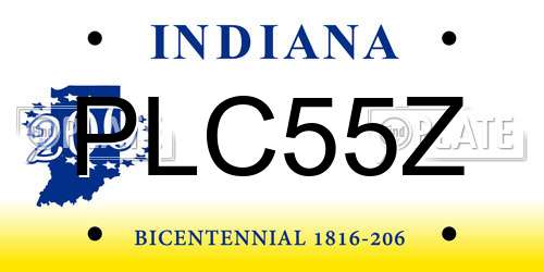 PLC55Z Indiana License Plate