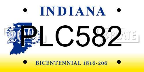 PLC582 Indiana License Plate