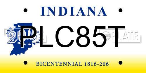 PLC85T Indiana License Plate