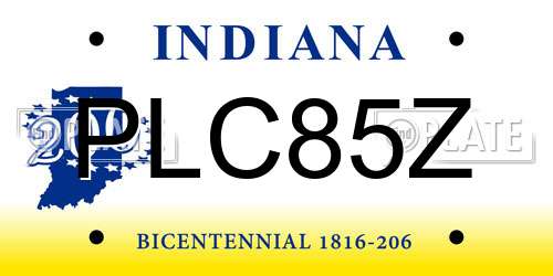 PLC85Z Indiana License Plate