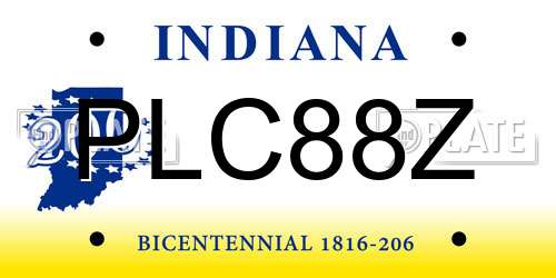 PLC88Z Indiana License Plate