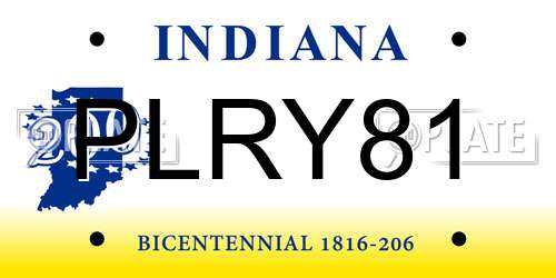 PLRY81 Indiana License Plate