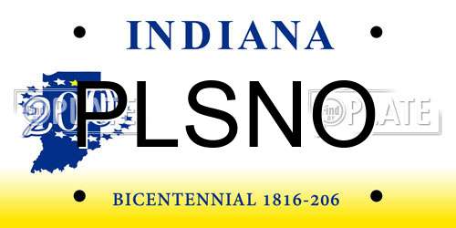 PLSNO Indiana License Plate