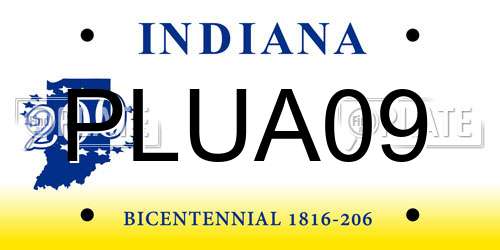 PLUA09 Indiana License Plate