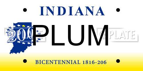 PLUM Indiana License Plate
