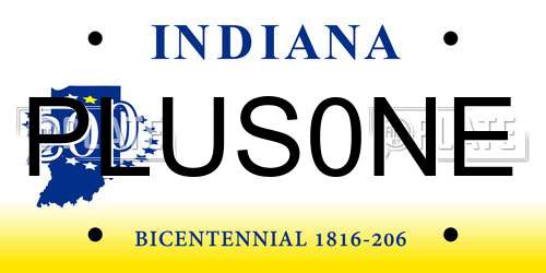 PLUS0NE Indiana License Plate