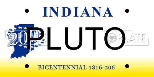 PLUTO Indiana License Plate