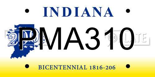 PMA310 Indiana License Plate