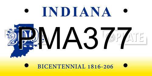 PMA377 Indiana License Plate