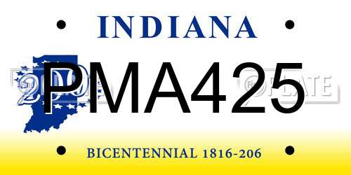 PMA425 Indiana License Plate