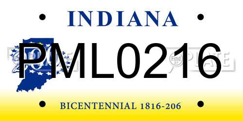 PML0216 Indiana License Plate