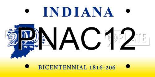 PNAC12 Indiana License Plate