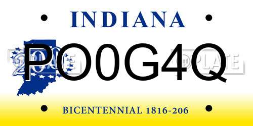 PO0G4Q Indiana License Plate