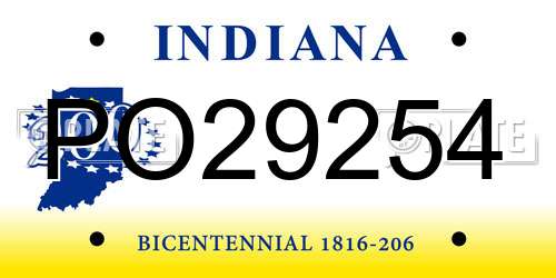 PO29254 Indiana License Plate