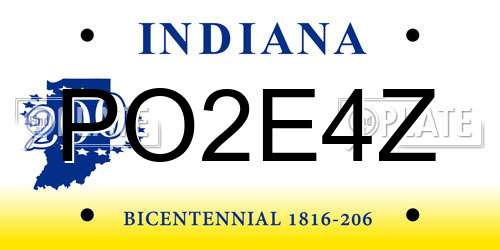 PO2E4Z Indiana License Plate